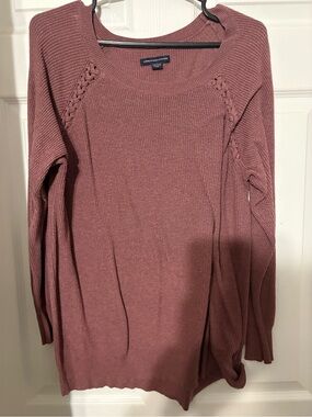 American Eagle Outfitters Women's Mauve Scoop Neck Knit Sweater